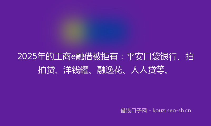 2025年的工商e融借被拒有：平安口袋银行、拍拍贷、洋钱罐、融逸花、人人贷等。