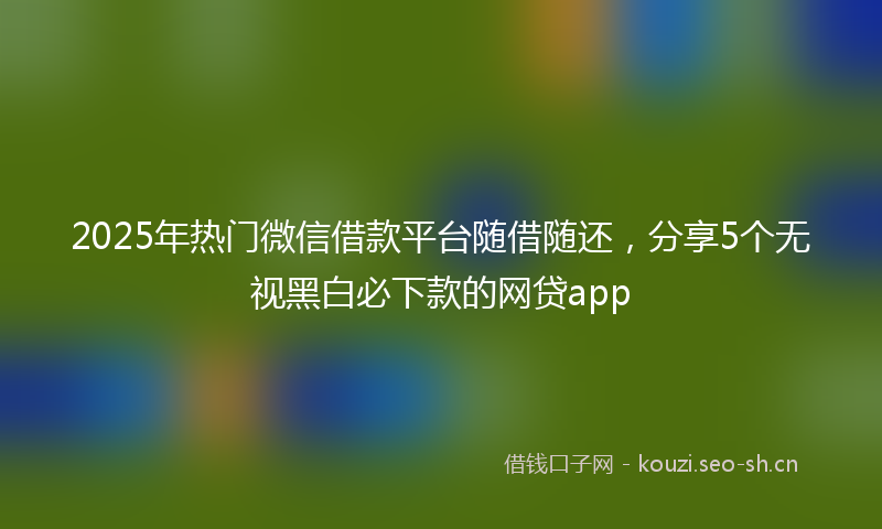 2025年热门微信借款平台随借随还,分享5个无视黑白必下款的网贷app