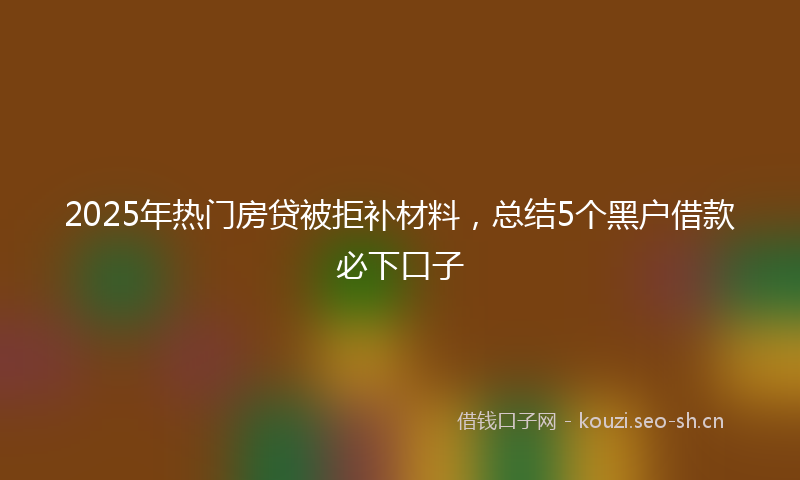 2025年热门房贷被拒补材料，总结5个黑户借款必下口子
