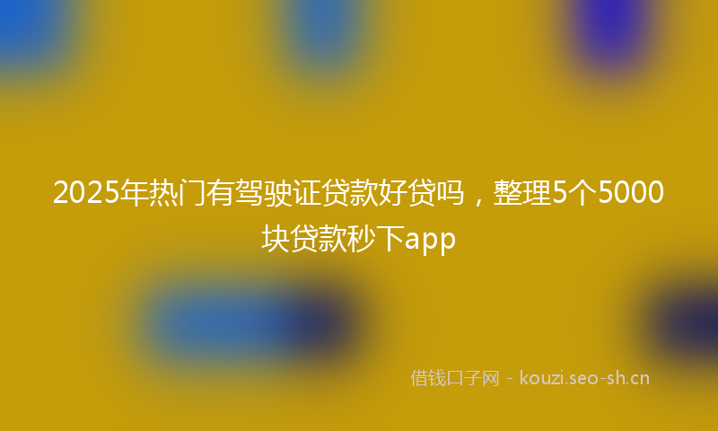 2025年热门有驾驶证贷款好贷吗，整理5个5000块贷款秒下app