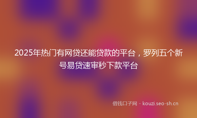 2025年热门有网贷还能贷款的平台，罗列五个新号易贷速审秒下款平台
