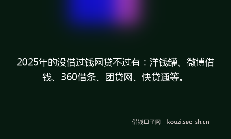 2025年的没借过钱网贷不过有：洋钱罐、微博借钱、360借条、团贷网、快贷通等。