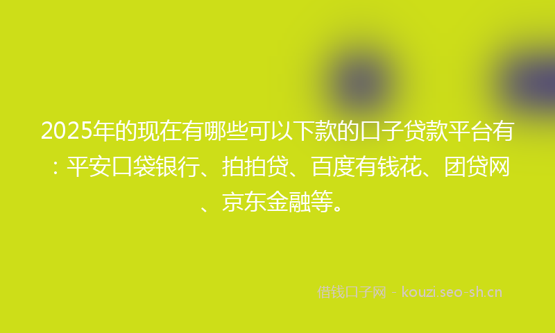 2025年的现在有哪些可以下款的口子贷款平台有：平安口袋银行、拍拍贷、百度有钱花、团贷网、京东金融等。