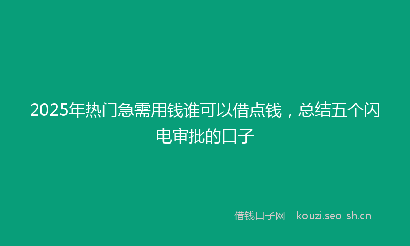 2025年热门急需用钱谁可以借点钱，总结五个闪电审批的口子