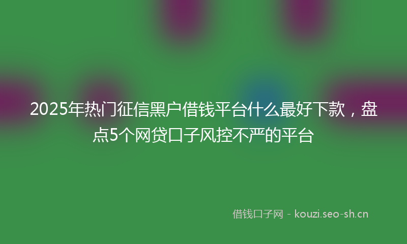 2025年热门征信黑户借钱平台什么最好下款,盘点5个网贷口子风控不严的平台