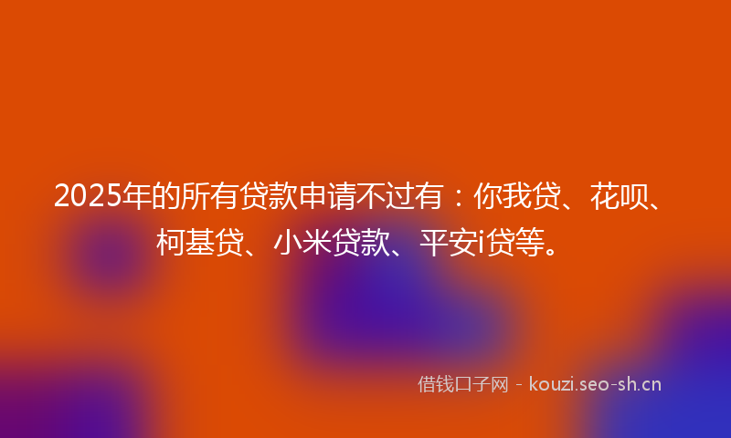 2025年的所有贷款申请不过有：你我贷、花呗、柯基贷、小米贷款、平安i贷等。