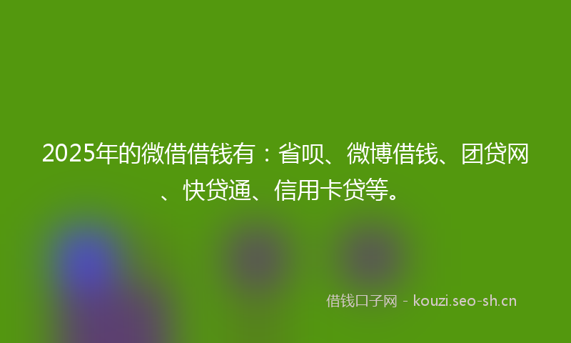 2025年的微借借钱有：省呗、微博借钱、团贷网、快贷通、信用卡贷等。
