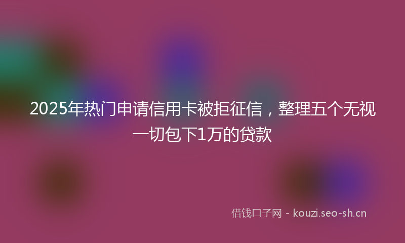 2025年热门申请信用卡被拒征信，整理五个无视一切包下1万的贷款