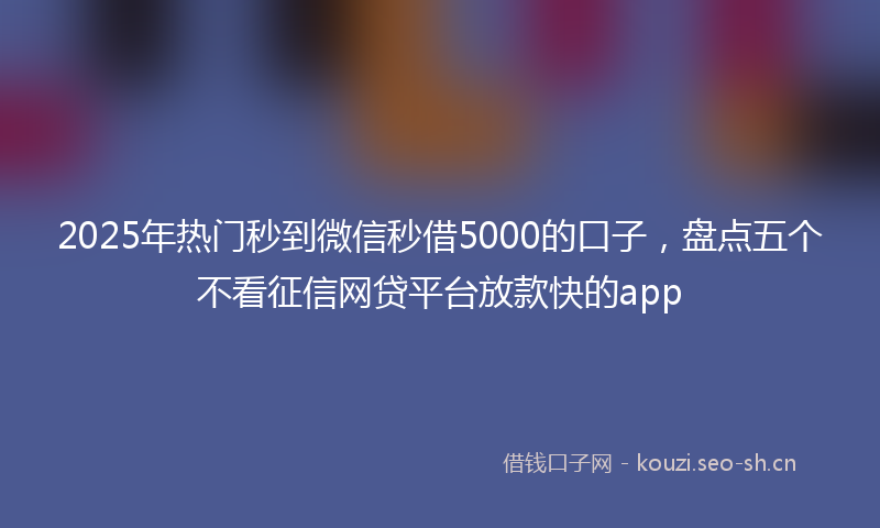 2025年热门秒到微信秒借5000的口子，盘点五个不看征信网贷平台放款快的app