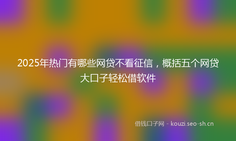 2025年热门有哪些网贷不看征信，概括五个网贷大口子轻松借软件