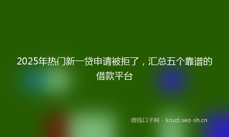 2025年热门新一贷申请被拒了,汇总五个靠谱的借款平台