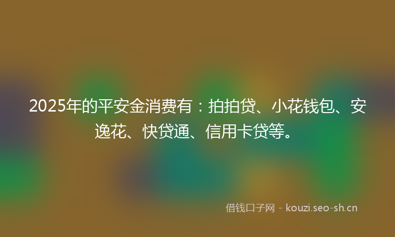 2025年的平安金消费有：拍拍贷、小花钱包、安逸花、快贷通、信用卡贷等。