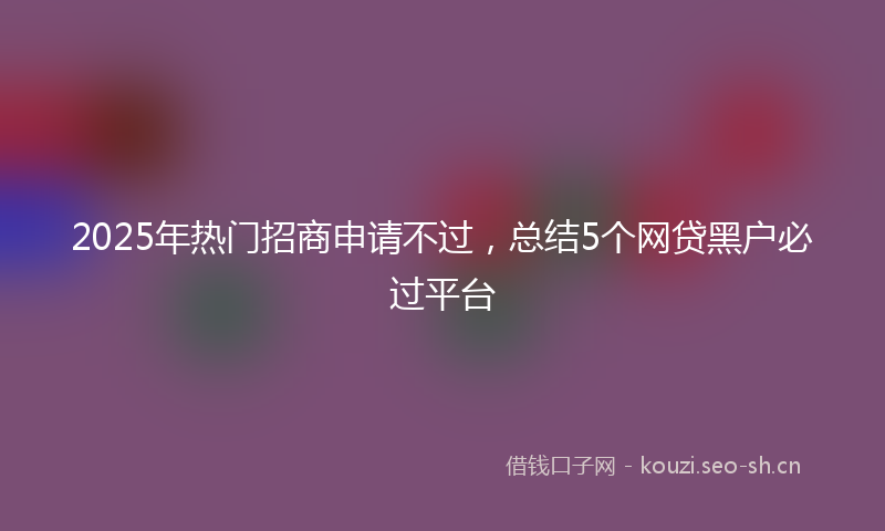 2025年热门招商申请不过，总结5个网贷黑户必过平台