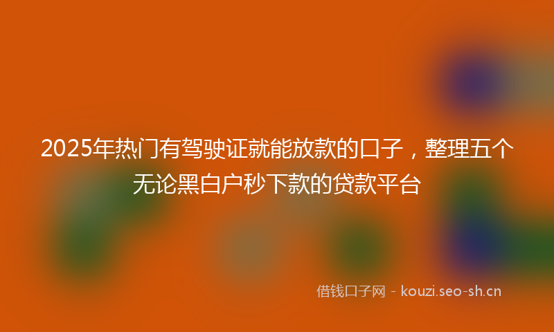 2025年热门有驾驶证就能放款的口子，整理五个无论黑白户秒下款的贷款平台