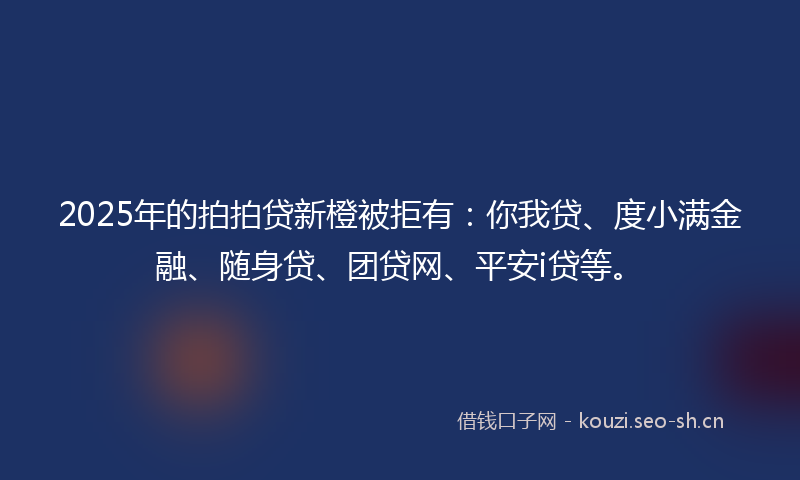 2025年的拍拍贷新橙被拒有:你我贷、度小满金融、随身贷、团贷网、平安i贷等。