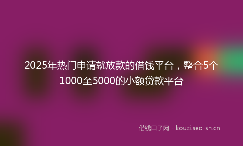 2025年热门申请就放款的借钱平台，整合5个1000至5000的小额贷款平台
