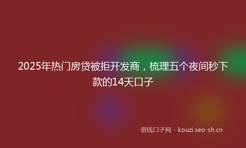 2025年热门房贷被拒开发商，梳理五个夜间秒下款的14天口子