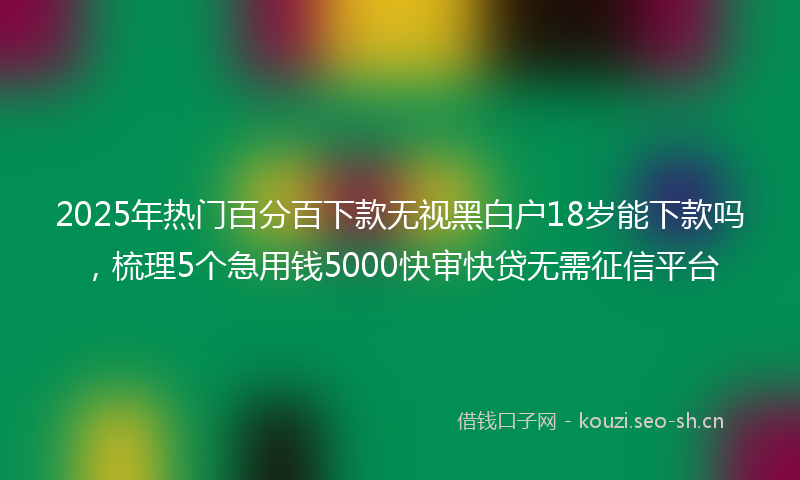 2025年热门百分百下款无视黑白户18岁能下款吗，梳理5个急用钱5000快审快贷无需征信平台