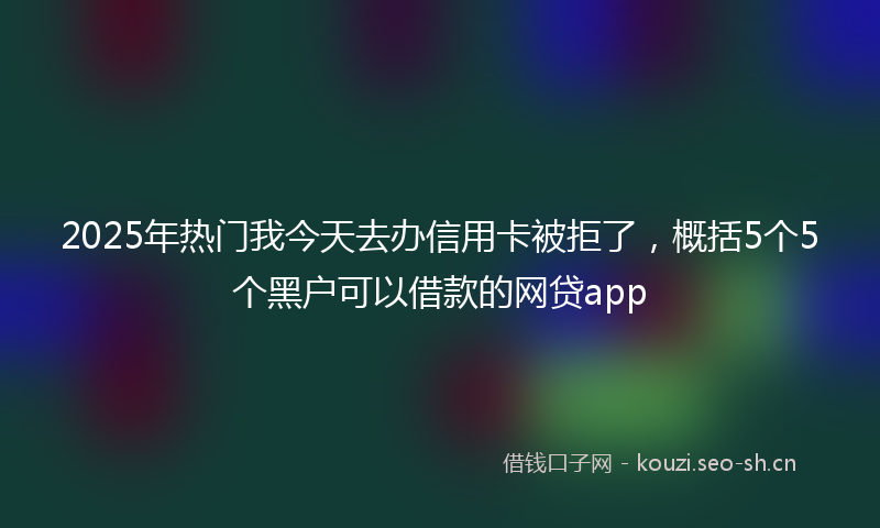 2025年热门我今天去办信用卡被拒了，概括5个5个黑户可以借款的网贷app