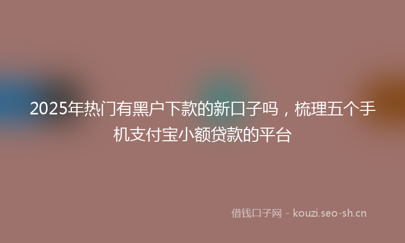 2025年热门有黑户下款的新口子吗，梳理五个手机支付宝小额贷款的平台