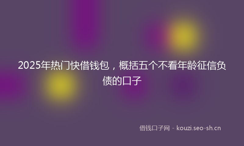 2025年热门快借钱包，概括五个不看年龄征信负债的口子