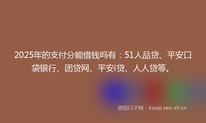 2025年的支付分能借钱吗有:51人品贷、平安口袋银行、团贷网、平安i贷、人人贷等。