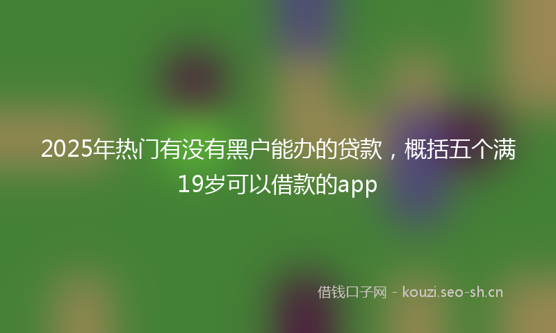 2025年热门有没有黑户能办的贷款，概括五个满19岁可以借款的app
