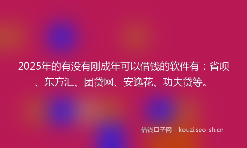 2025年的有没有刚成年可以借钱的软件有：省呗、东方汇、团贷网、安逸花、功夫贷等。