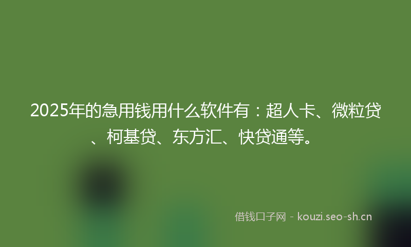 2025年的急用钱用什么软件有：超人卡、微粒贷、柯基贷、东方汇、快贷通等。