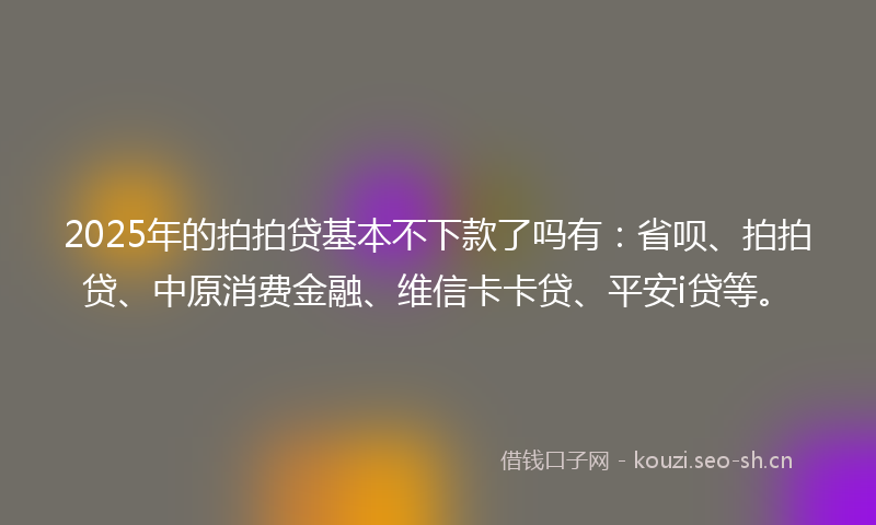 2025年的拍拍贷基本不下款了吗有:省呗、拍拍贷、中原消费金融、维信卡卡贷、平安i贷等。