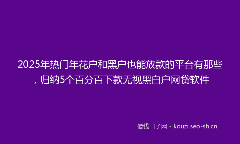 2025年热门年花户和黑户也能放款的平台有那些，归纳5个百分百下款无视黑白户网贷软件