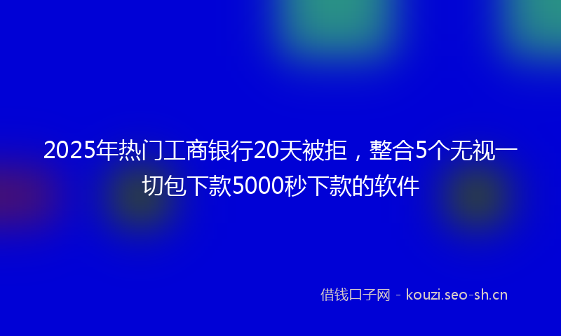 2025年热门工商银行20天被拒，整合5个无视一切包下款5000秒下款的软件