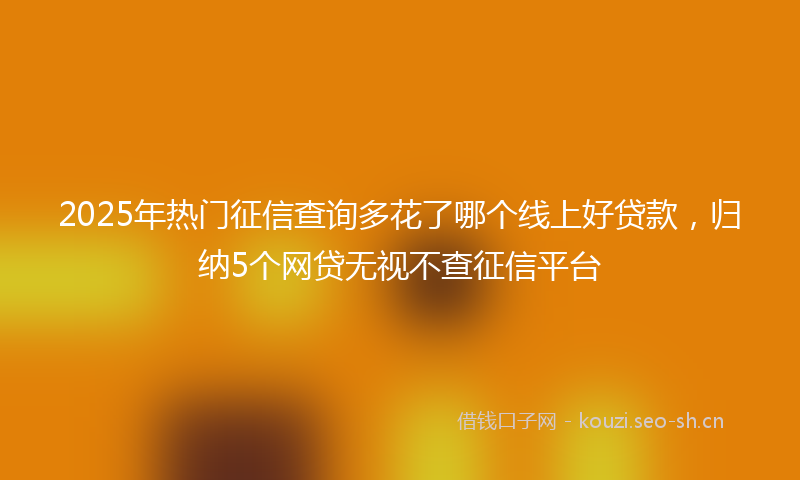 2025年热门征信查询多花了哪个线上好贷款，归纳5个网贷无视不查征信平台