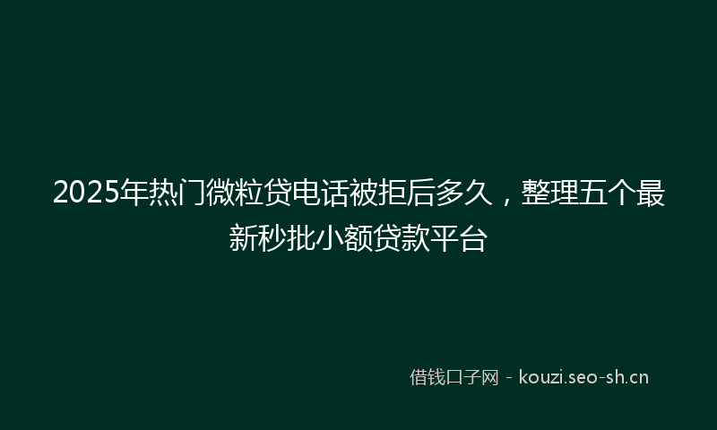 2025年热门微粒贷电话被拒后多久，整理五个最新秒批小额贷款平台