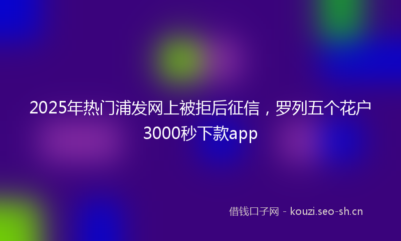 2025年热门浦发网上被拒后征信，罗列五个花户3000秒下款app