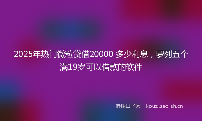 2025年热门微粒贷借20000 多少利息,罗列五个满19岁可以借款的软件