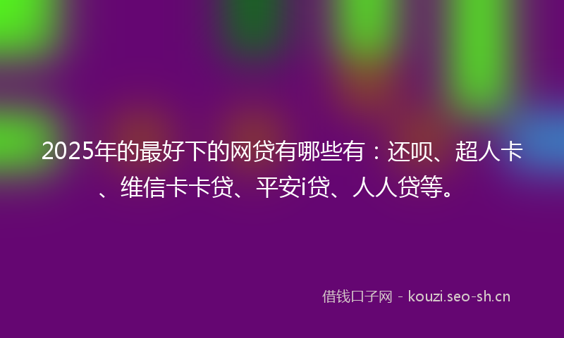 2025年的最好下的网贷有哪些有：还呗、超人卡、维信卡卡贷、平安i贷、人人贷等。
