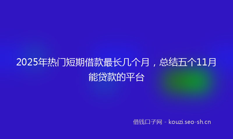 2025年热门短期借款最长几个月，总结五个11月能贷款的平台