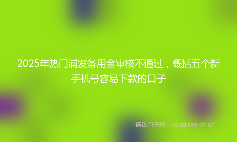 2025年热门浦发备用金审核不通过，概括五个新手机号容易下款的口子