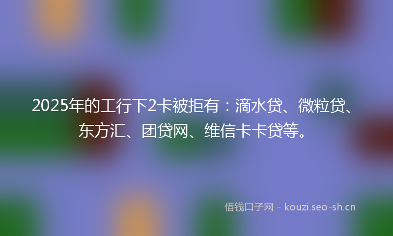 2025年的工行下2卡被拒有：滴水贷、微粒贷、东方汇、团贷网、维信卡卡贷等。