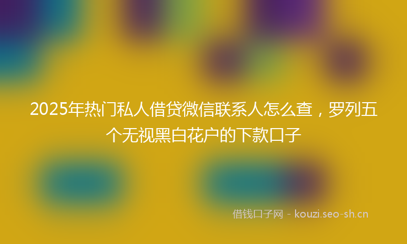 2025年热门私人借贷微信联系人怎么查,罗列五个无视黑白花户的下款口子