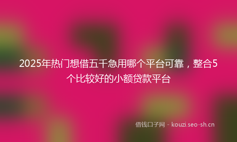 2025年热门想借五千急用哪个平台可靠，整合5个比较好的小额贷款平台