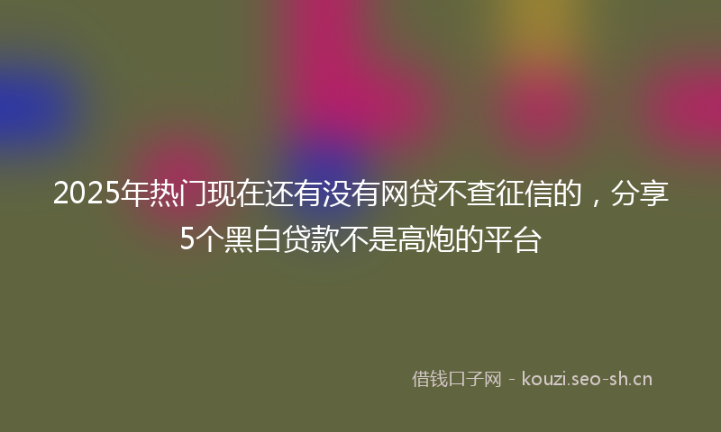 2025年热门现在还有没有网贷不查征信的，分享5个黑白贷款不是高炮的平台