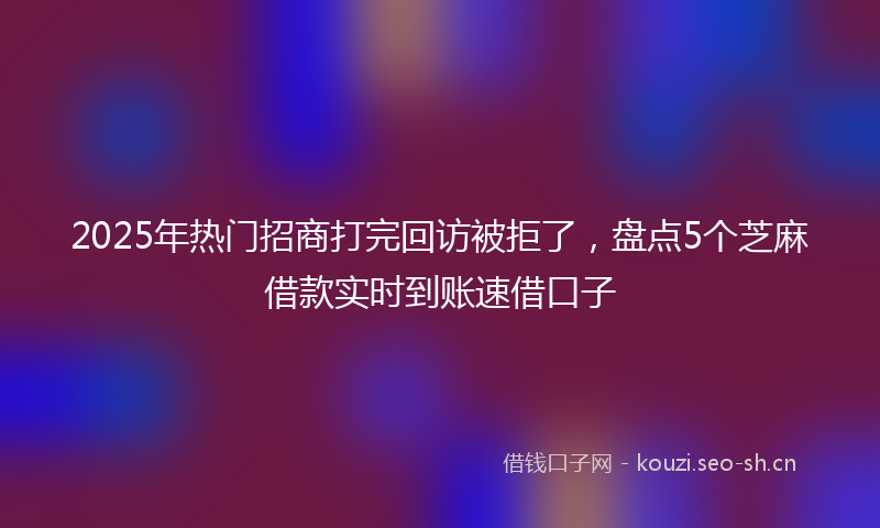2025年热门招商打完回访被拒了，盘点5个芝麻借款实时到账速借口子