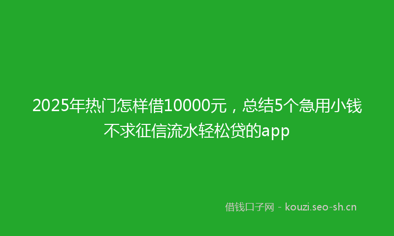 2025年热门怎样借10000元，总结5个急用小钱不求征信流水轻松贷的app