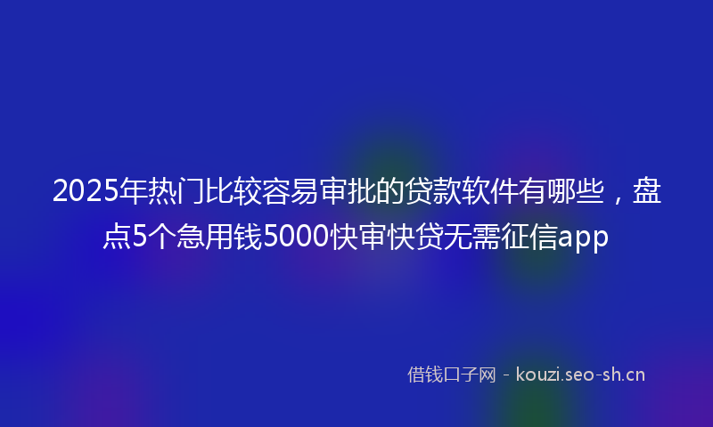 2025年热门比较容易审批的贷款软件有哪些，盘点5个急用钱5000快审快贷无需征信app