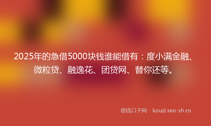2025年的急借5000块钱谁能借有：度小满金融、微粒贷、融逸花、团贷网、替你还等。