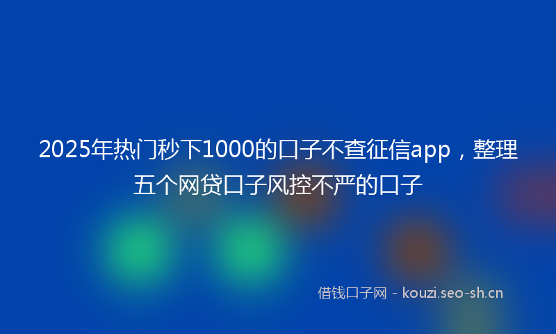 2025年热门秒下1000的口子不查征信app，整理五个网贷口子风控不严的口子