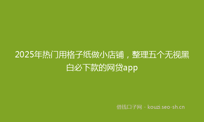 2025年热门用格子纸做小店铺，整理五个无视黑白必下款的网贷app