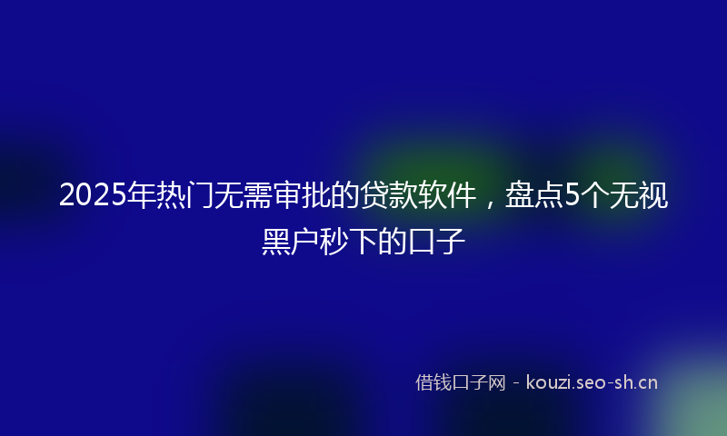 2025年热门无需审批的贷款软件，盘点5个无视黑户秒下的口子